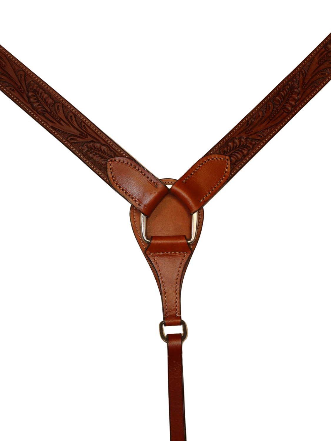 Double-stitched leather western breastplate with floral embellishments