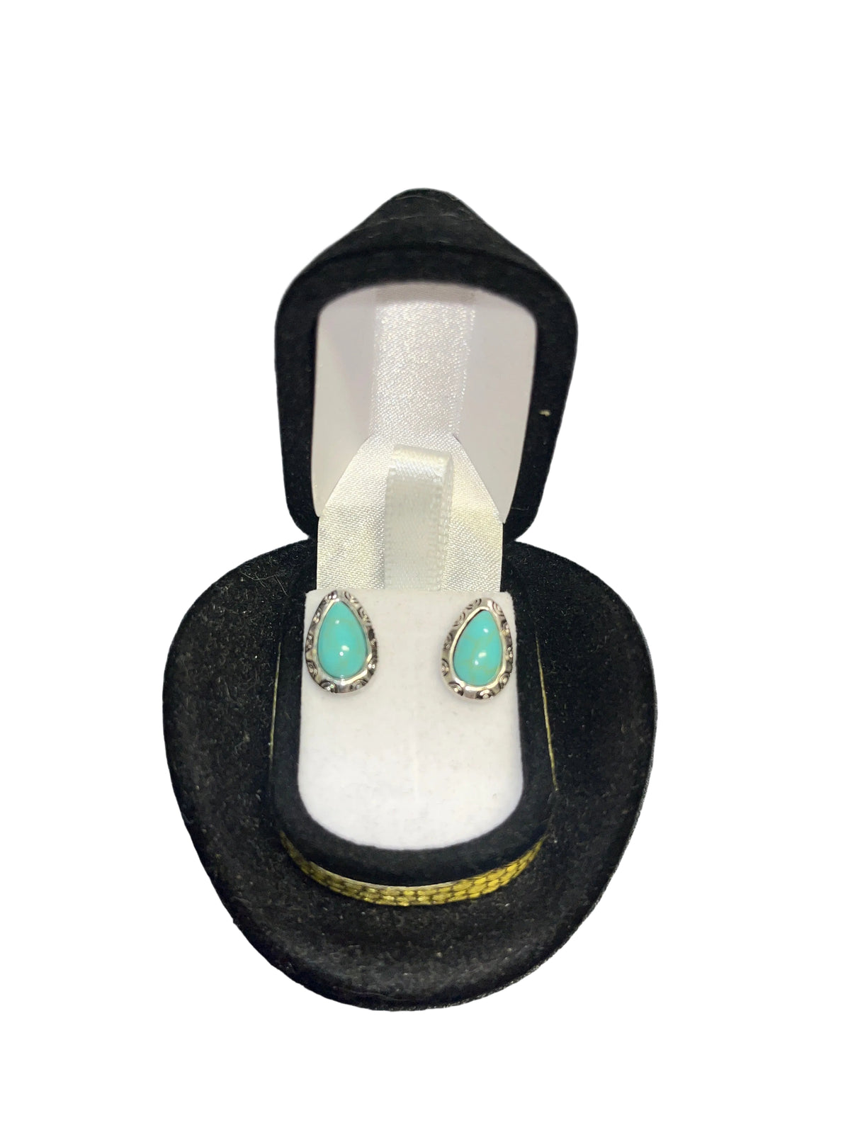 Earrings in a turquoise drop hat