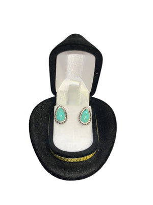 Earrings in a turquoise drop hat
