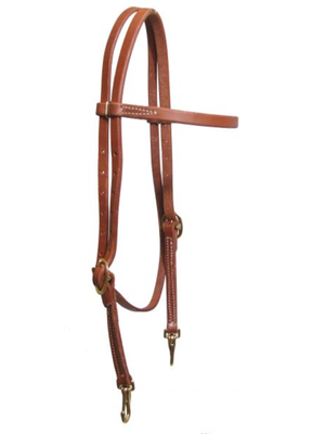 Western bridle in oiled leather with stainless steel snap-change browband