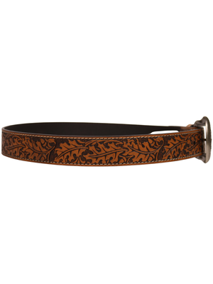 Acorn & Leaf Embossed Western Belt - Men's