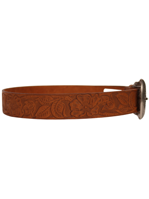 Women's Brown Floral Western Belt
