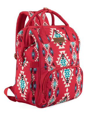 Aztec Allover Backpack Burgundy