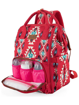 Aztec Allover Backpack Burgundy