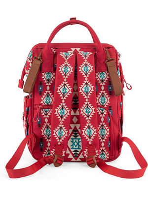 Aztec Allover Backpack Burgundy