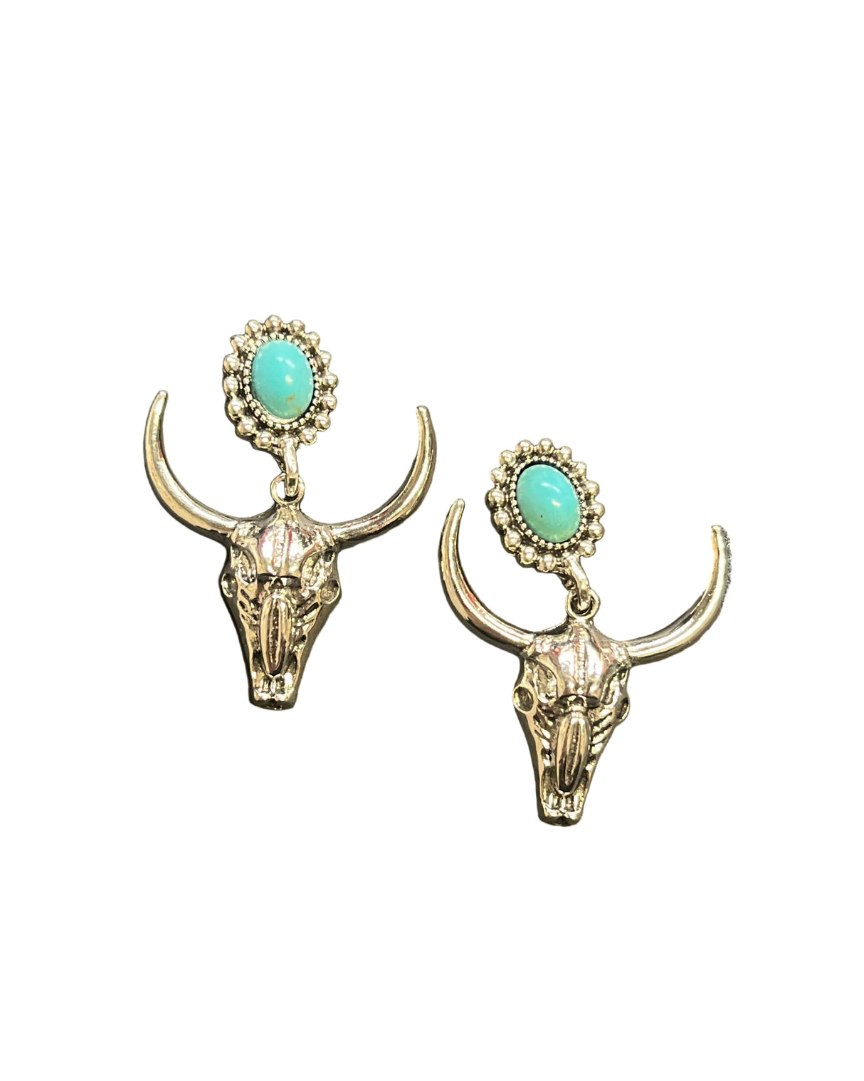 Boucles d'oreille Longhorn pierre turquoise