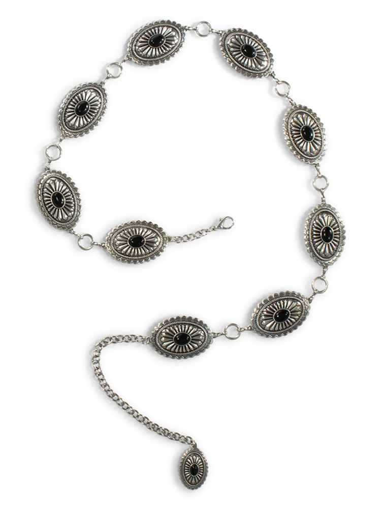 Ceinture Concho Oval noir - Femme