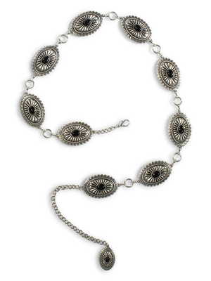 Ceinture Concho Oval noir - Femme