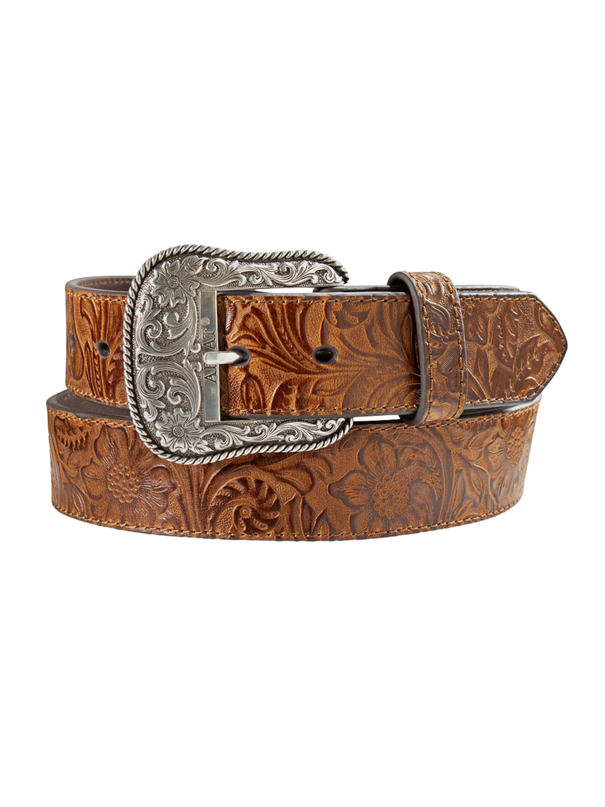 Ceinture Floral Embossed Brown - Femme