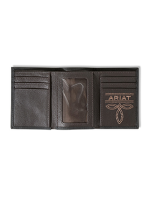 Portefeuille Trifold Logo embossé Ariat en cuir noir
