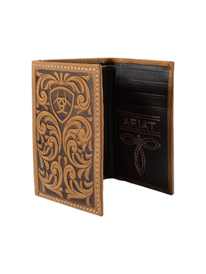 Portefeuille Trifold Scrolling Embossed Medium Brown