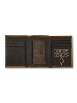Portefeuille Trifold Scrolling Embossed Medium Brown