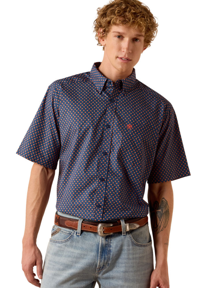 Chemise à manches courtes Nikola Key Largo Blue Geo Print - Homme