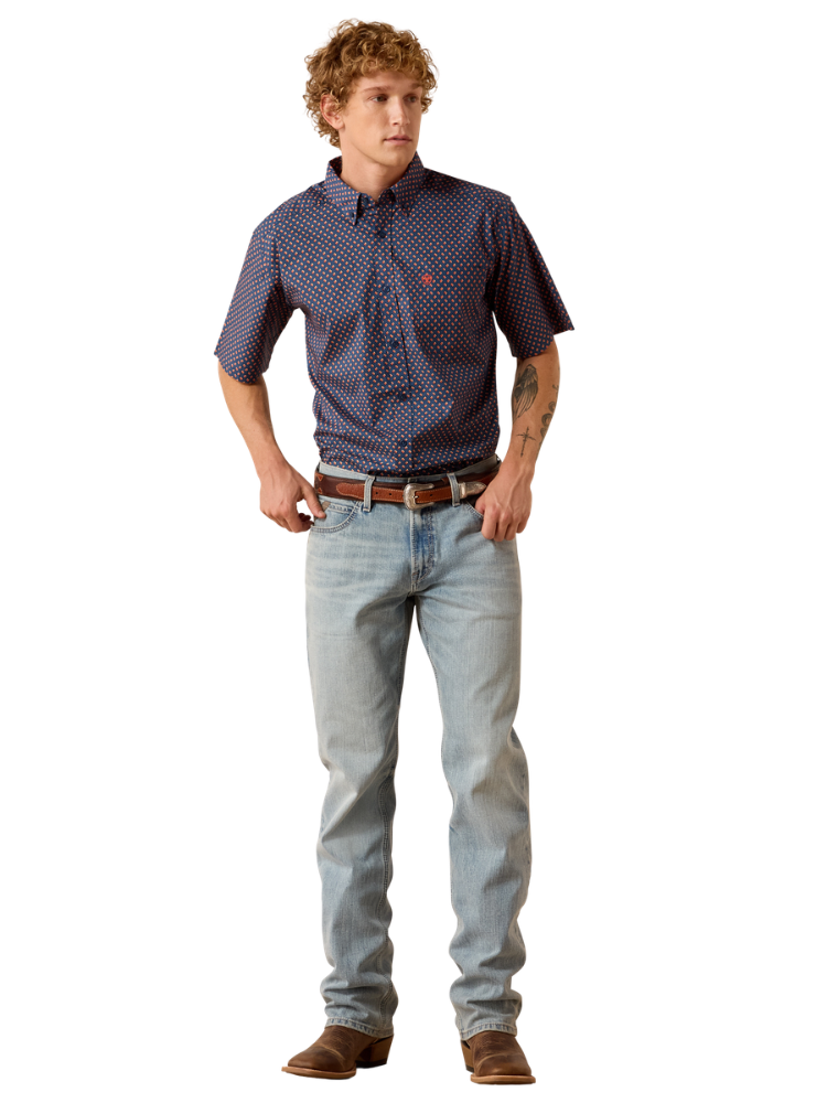 Chemise à manches courtes Nikola Key Largo Blue Geo Print - Homme
