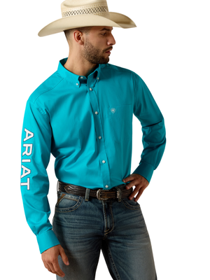 Chemise Team Logo Classic Fit Peacock Blue/White - Homme