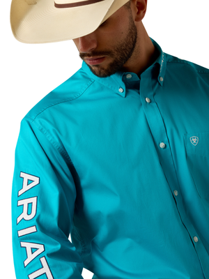 Chemise Team Logo Classic Fit Peacock Blue/White - Homme