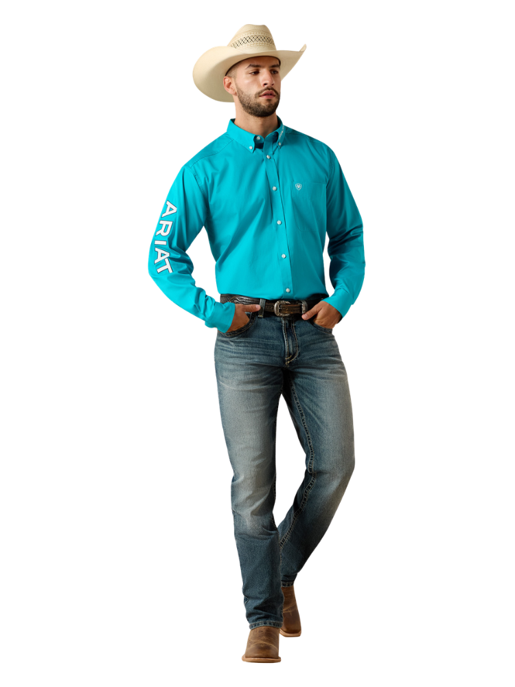Chemise Team Logo Classic Fit Peacock Blue/White - Homme