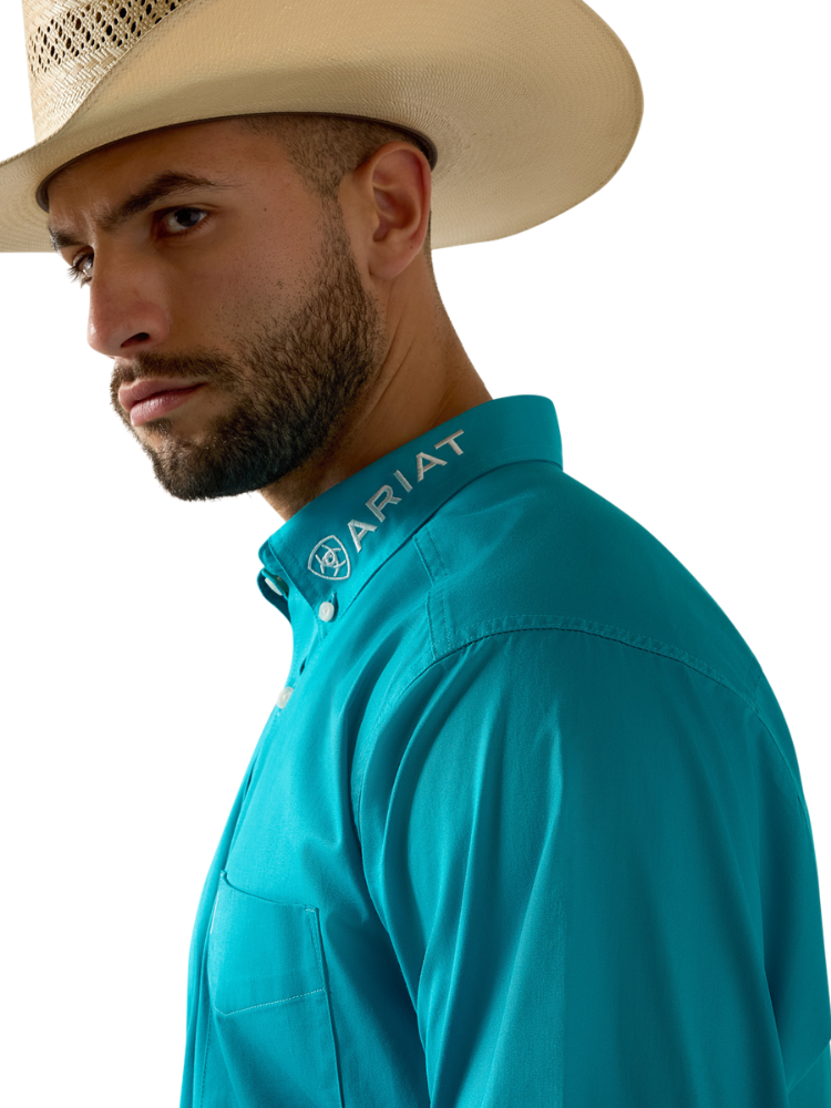 Chemise Team Logo Classic Fit Peacock Blue/White - Homme