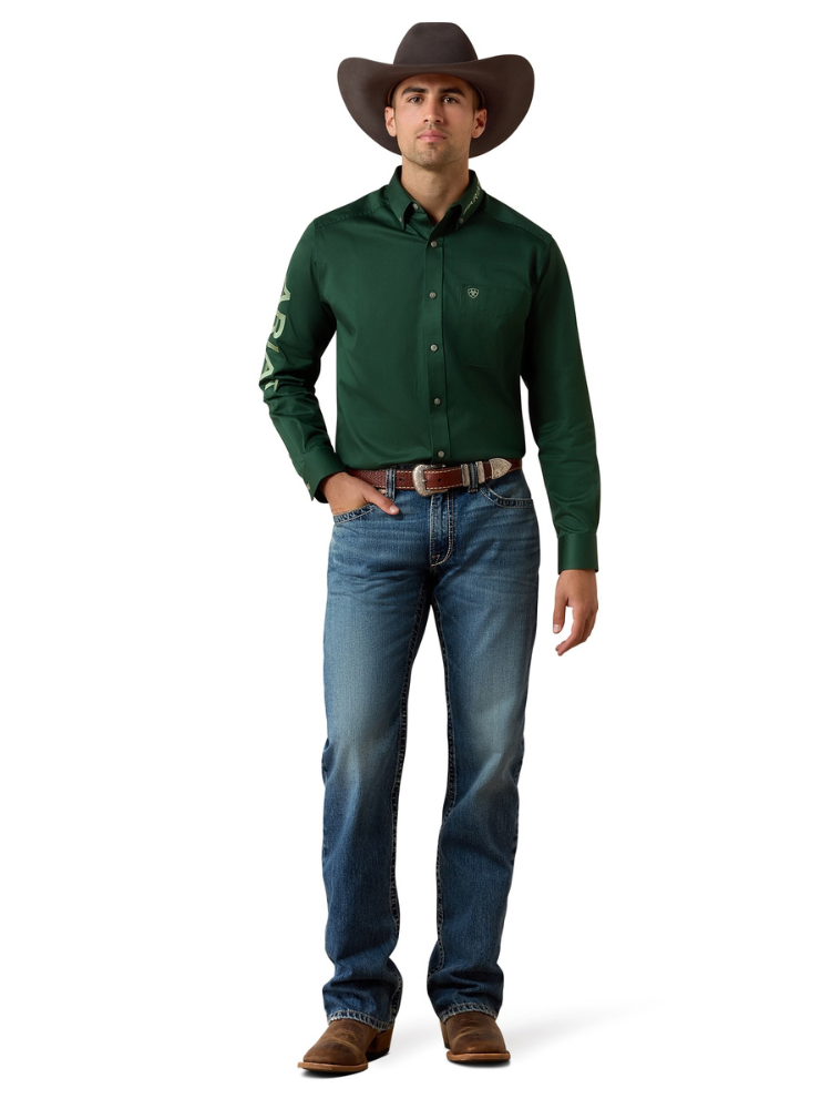 Chemise Western Team Logo Twill Classic Fit Pineneedle Green - Homme