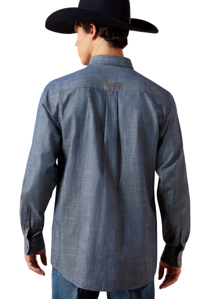 Chemise Western Team Logo Fitted Chambray Blue - Homme