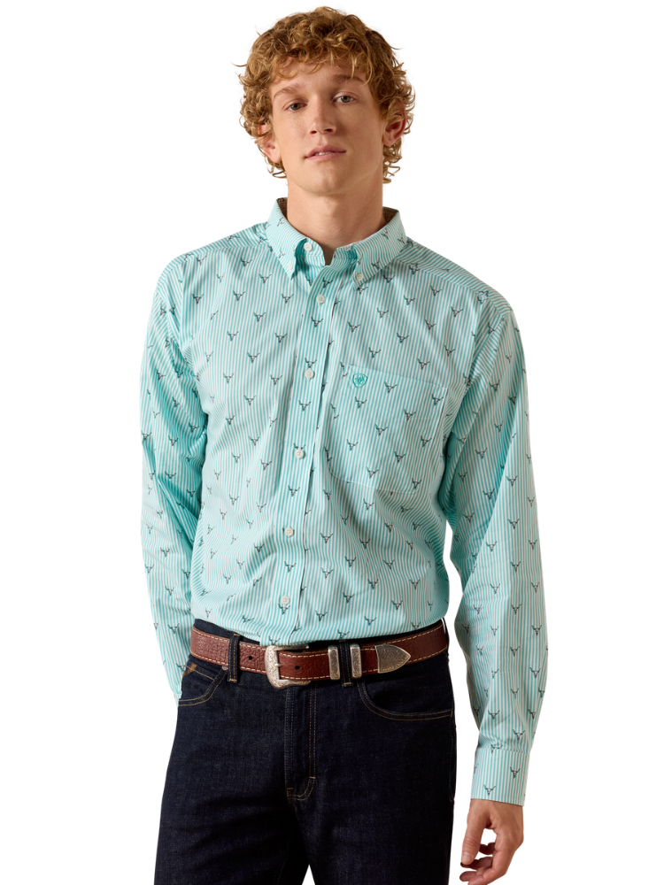 Chemise Wrinkle Free Wilkes Blue Turquoise Steer - Homme