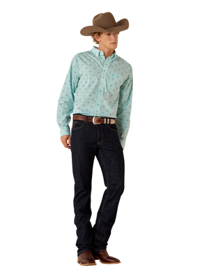 Chemise Wrinkle Free Wilkes Blue Turquoise Steer - Homme