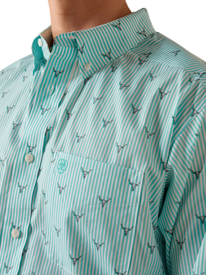 Chemise Wrinkle Free Wilkes Blue Turquoise Steer - Homme