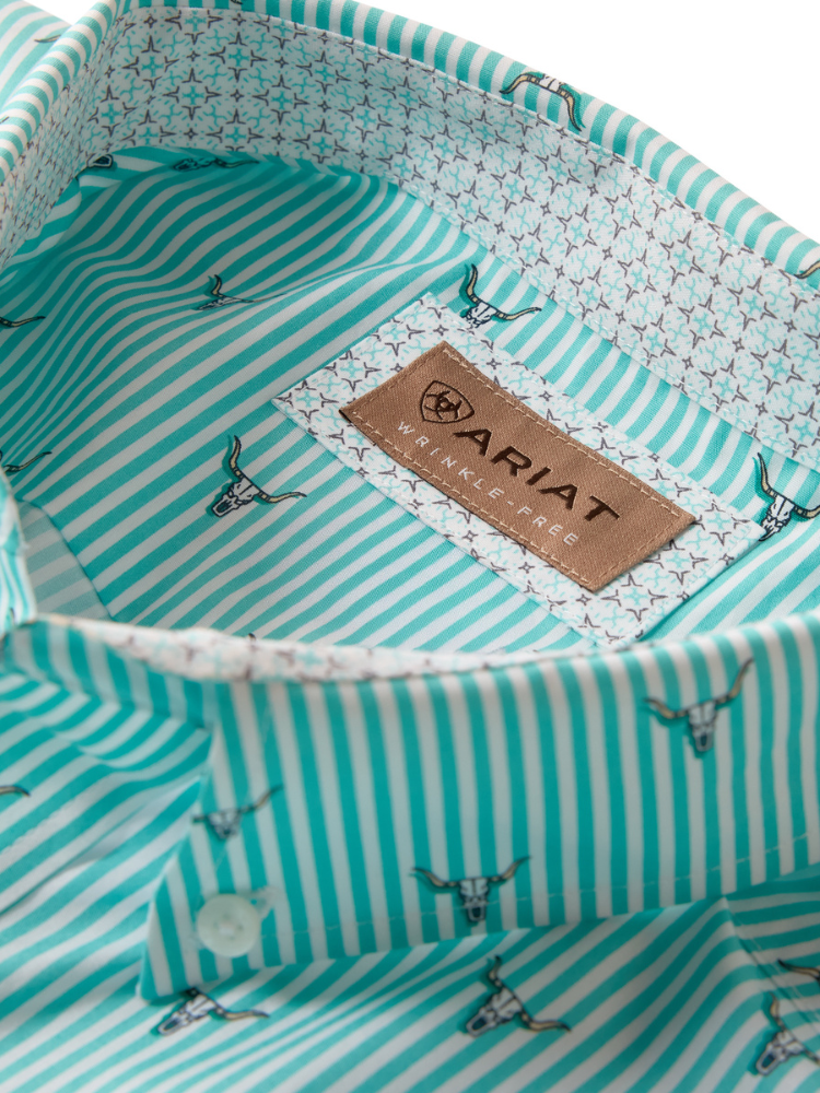 Chemise Wrinkle Free Wilkes Blue Turquoise Steer - Homme
