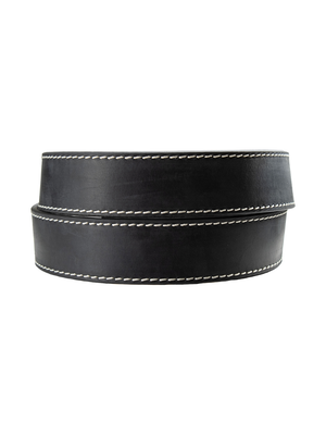 Black leather Western belt with reinforced stitching - Women