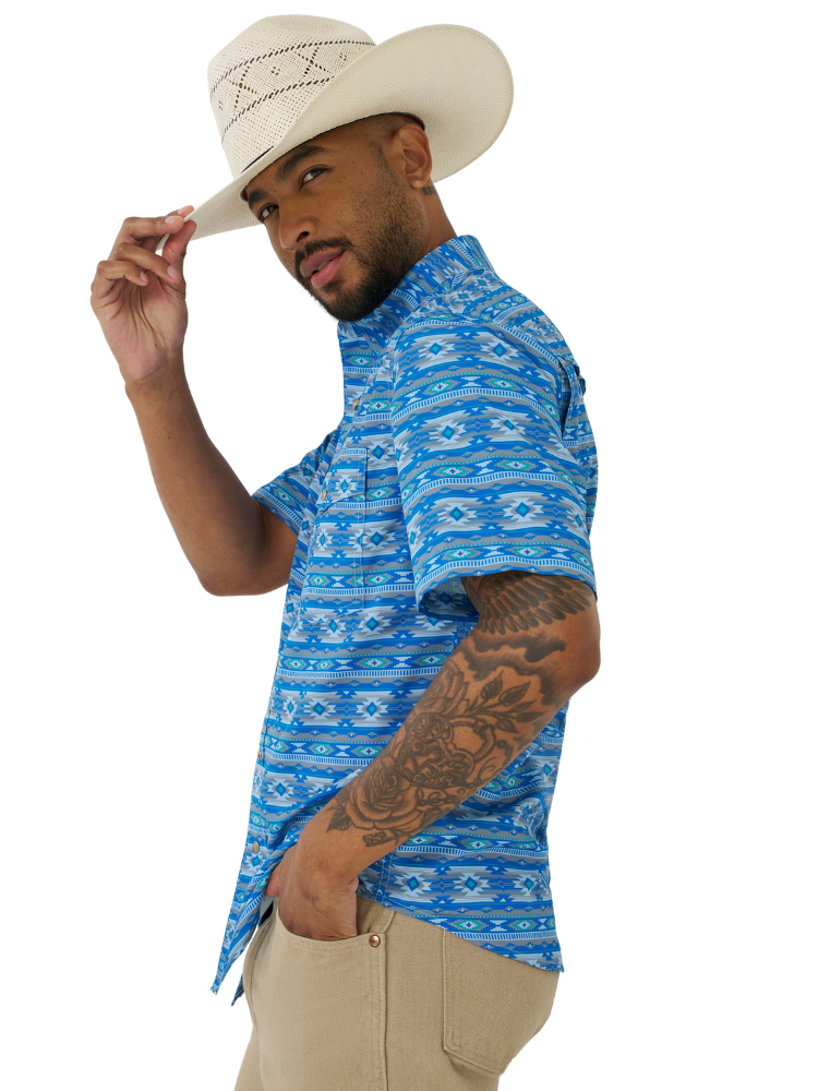 Chemise à manches courtes Performance snap Checotah Cerulean - Homme