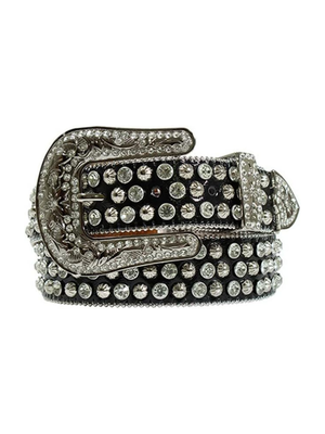Ceinture Western Crystal Studs noire - Femme