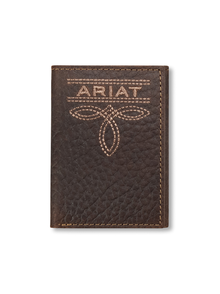 Portefeuille Trifold Bug Stitch Brun
