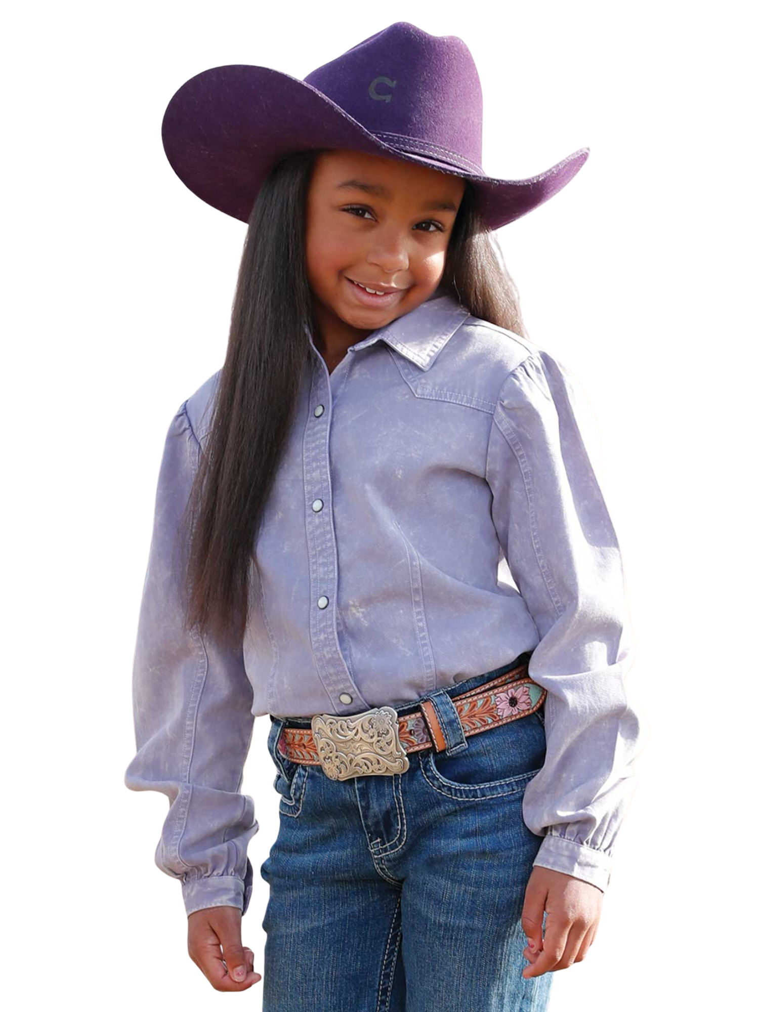 Chemise western Lilac Dirty Dyed - Fille