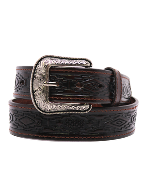 Men's Engraved Aztec Western Belt