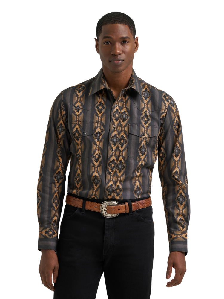 Chemise western Checotah® brune et noire - Homme