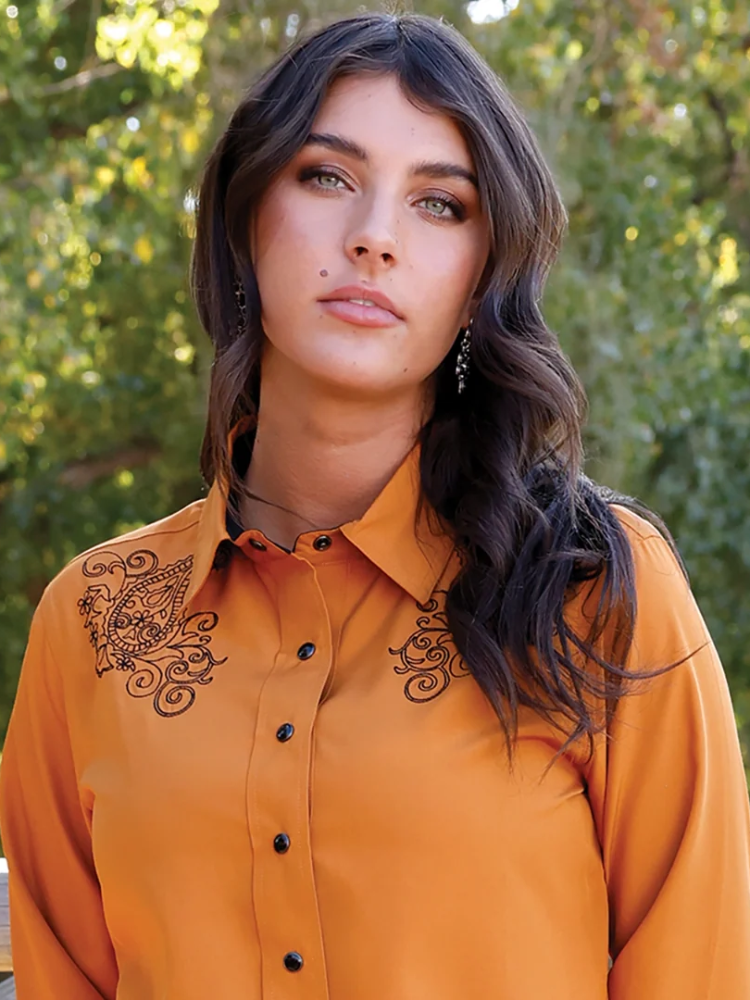 Chemise Western Cuivre avec broderies - Femme