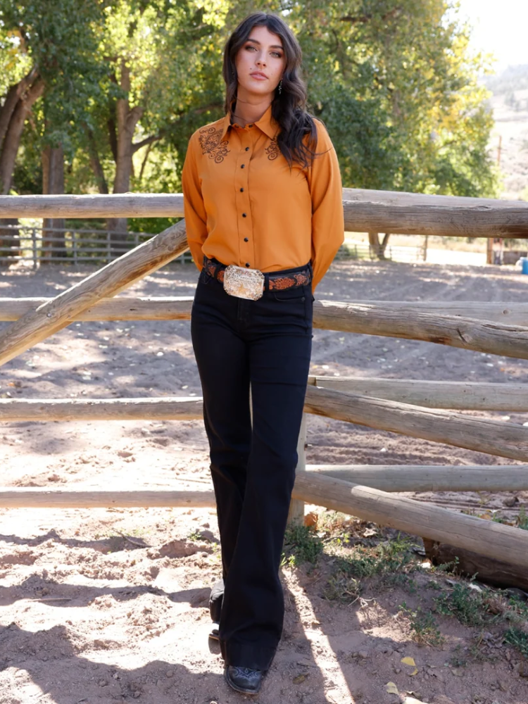 Chemise Western Cuivre avec broderies - Femme