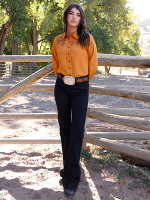 Chemise Western Cuivre avec broderies - Femme