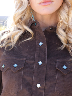 Chemise Western Corduroy Brun - Femme