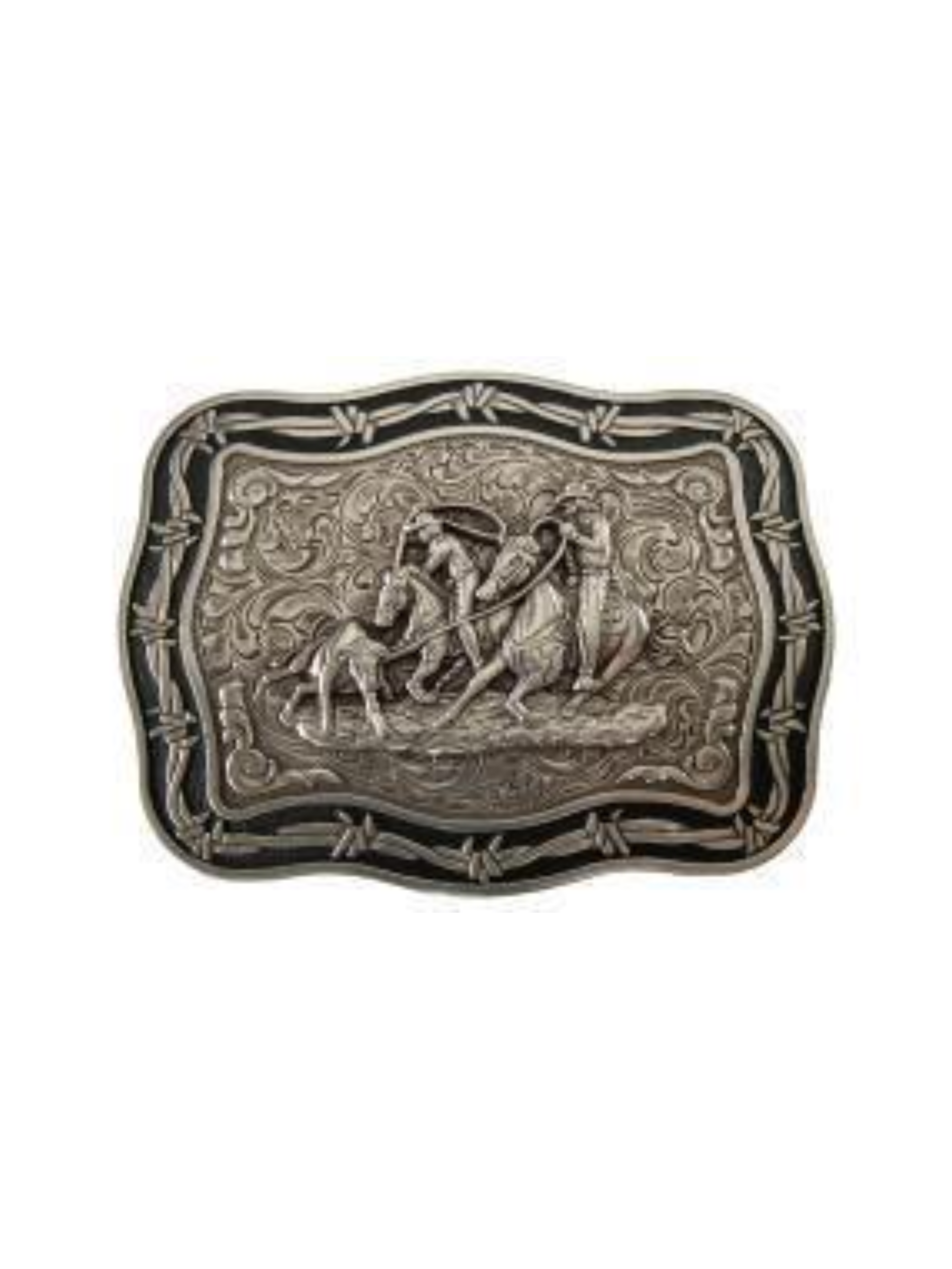 Ceinture Western Crumrine - Boucle Bronze, Cuir Travaillé, Taille 32, Style Cowboy