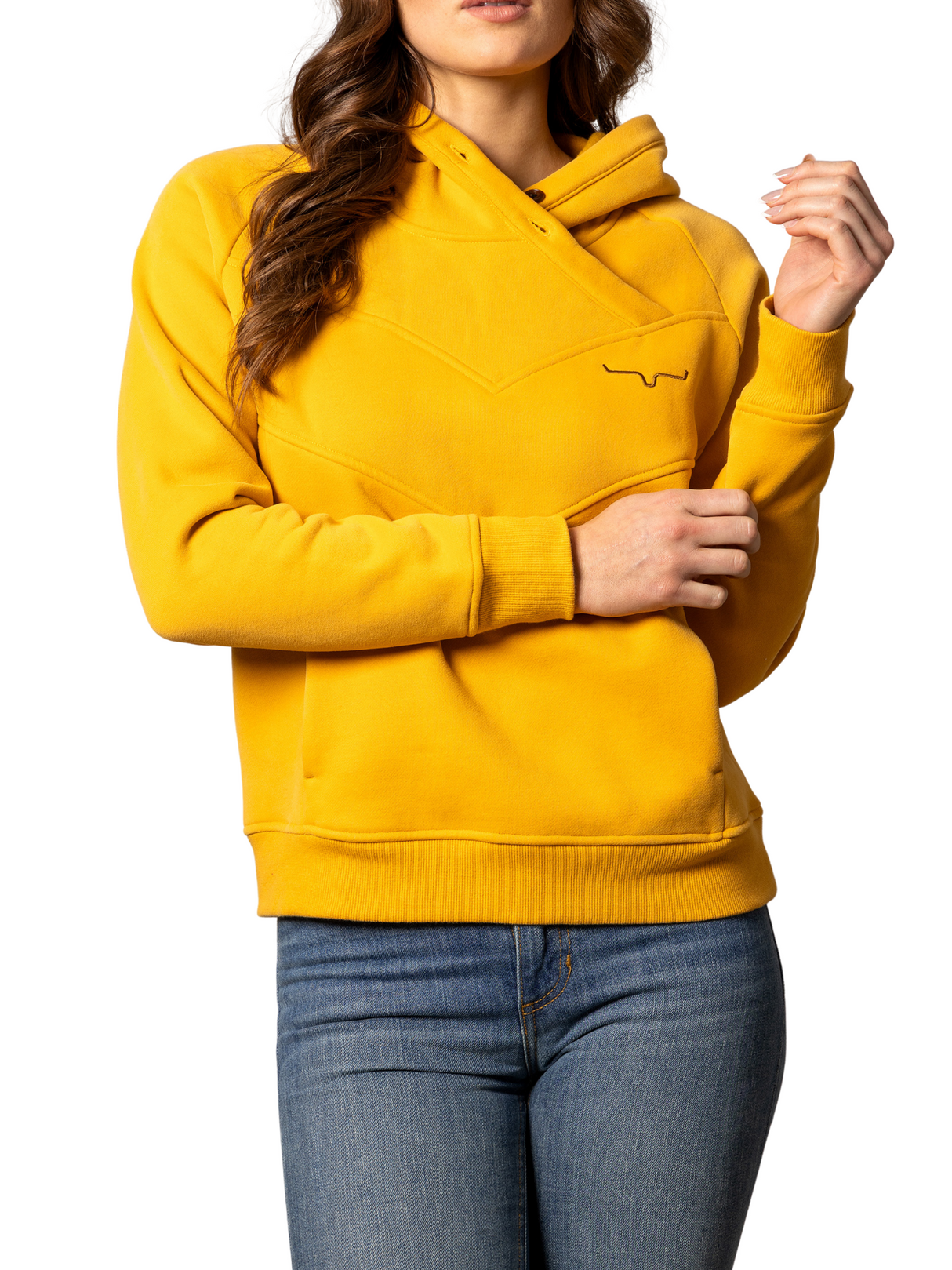 Chandail à capuchon Ella Yellow Ochre - Femme