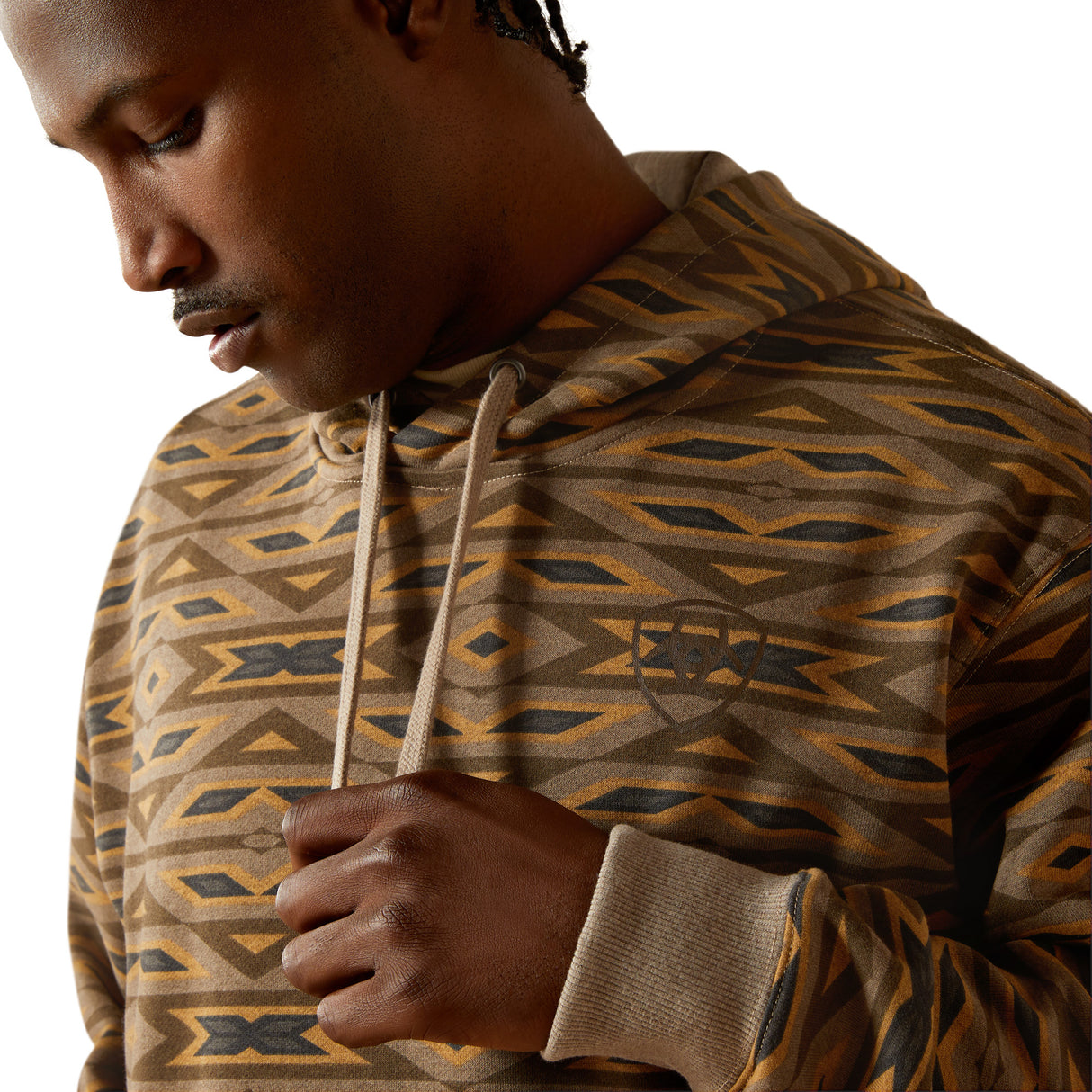Khaki Southwest Print Hoodie - Men