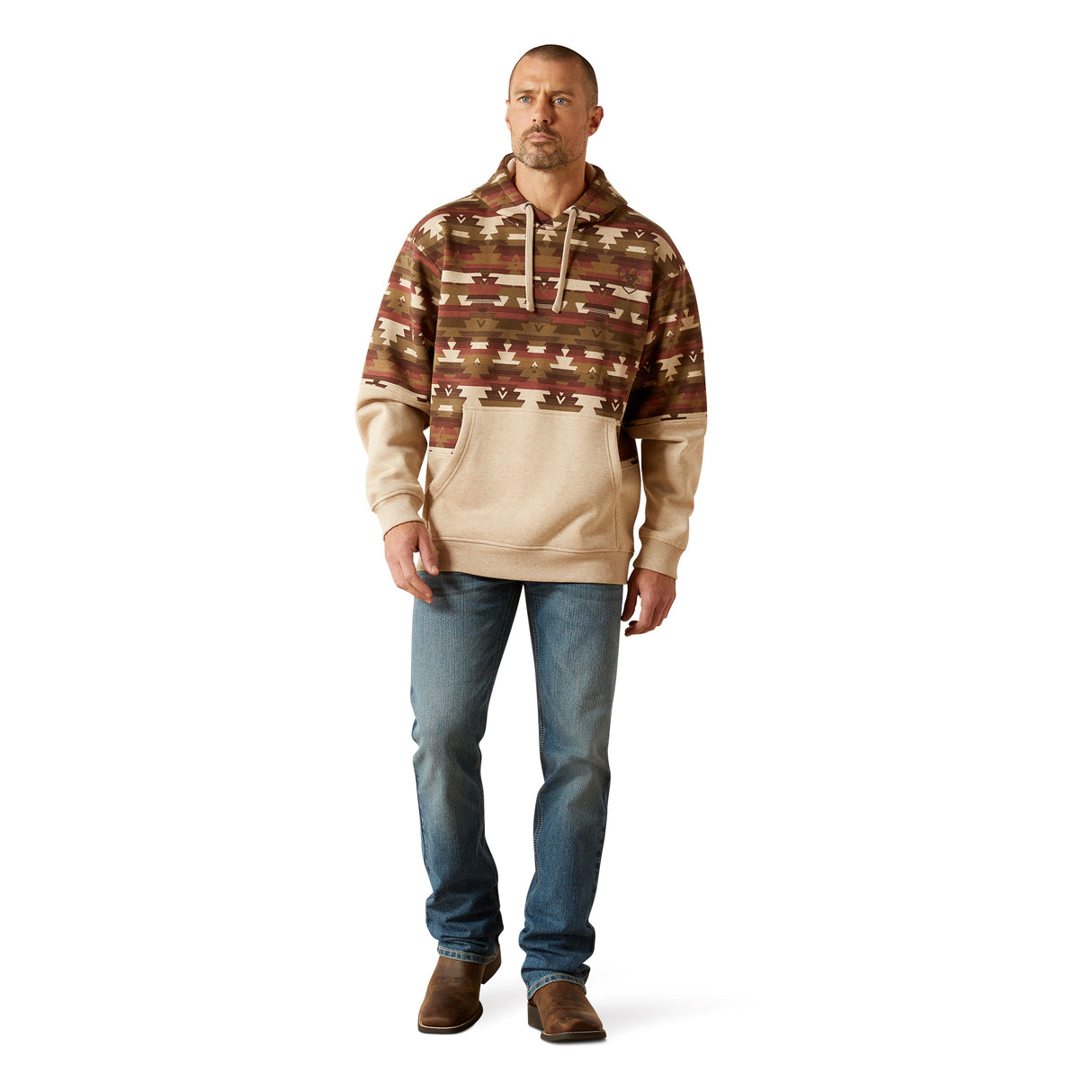 Color Block Southwest Oatmeal Hoodie - Men's