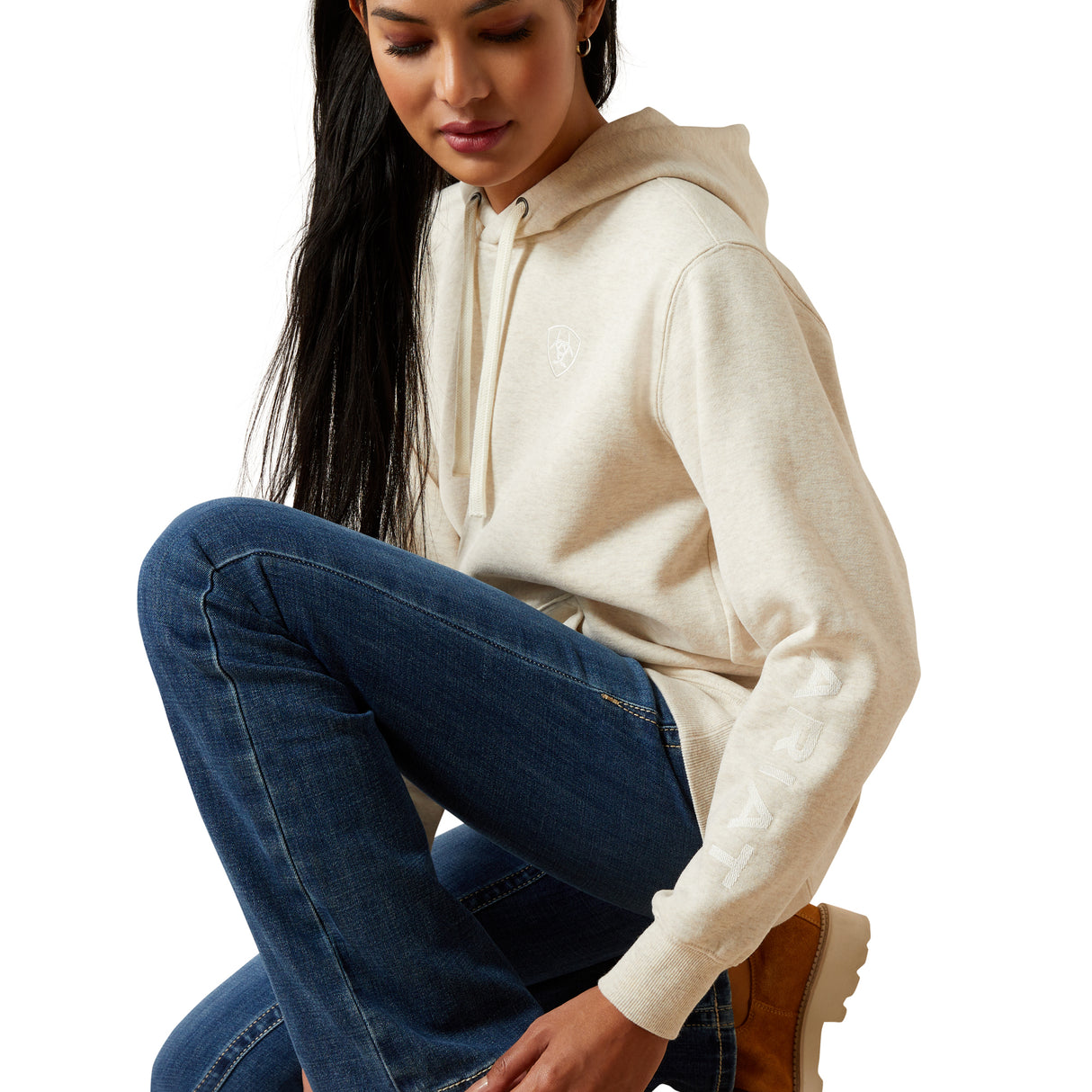 Hoodie Logo Ariat 2.0 Oatmeal - Femme