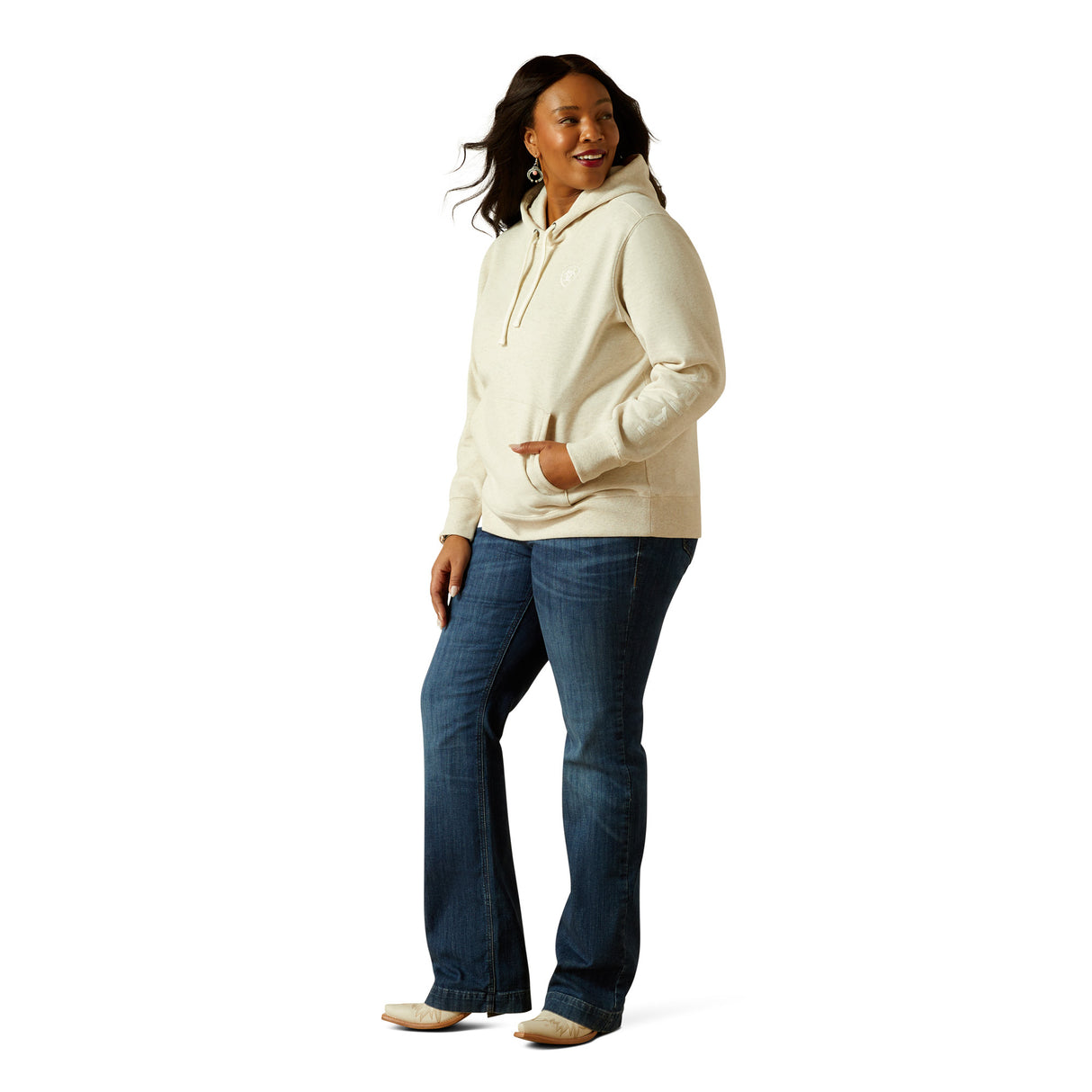 Hoodie Logo Ariat 2.0 Oatmeal - Femme