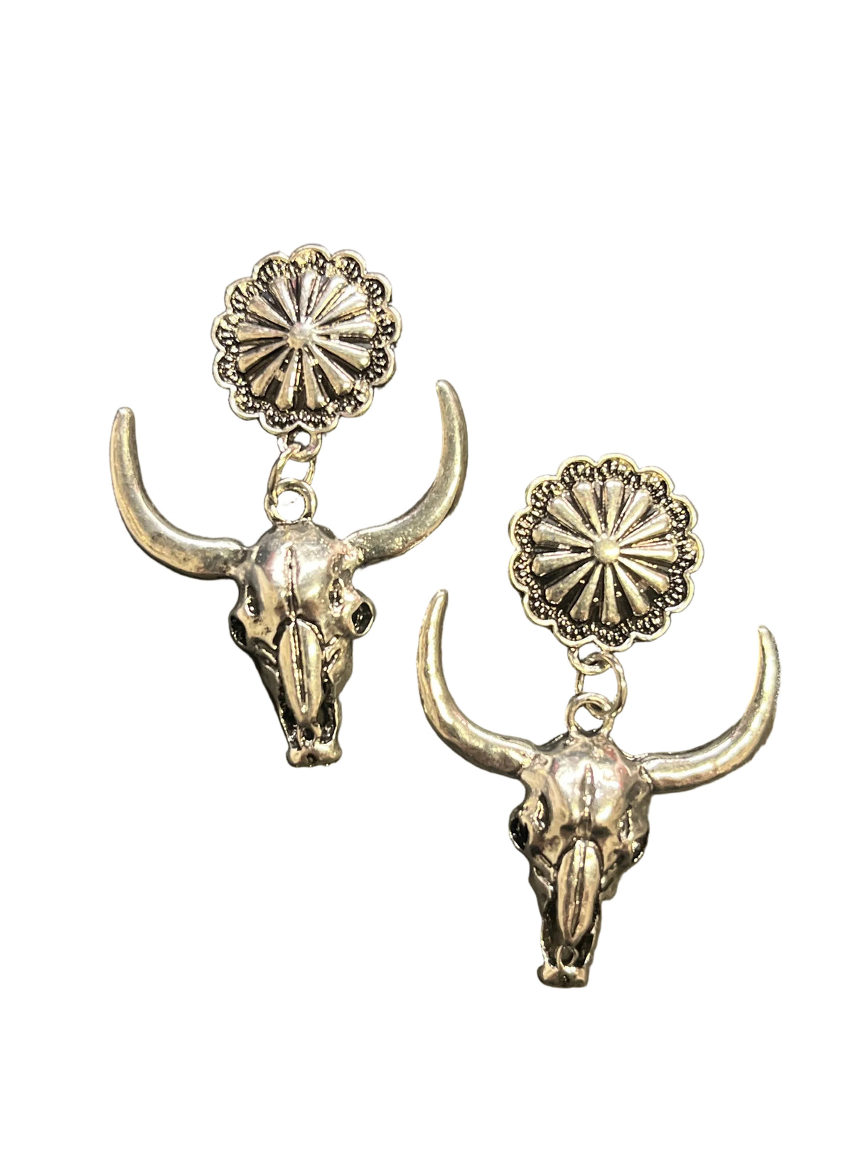 Longhorn and concho earrings