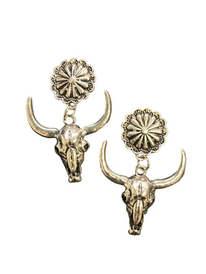 Longhorn and concho earrings
