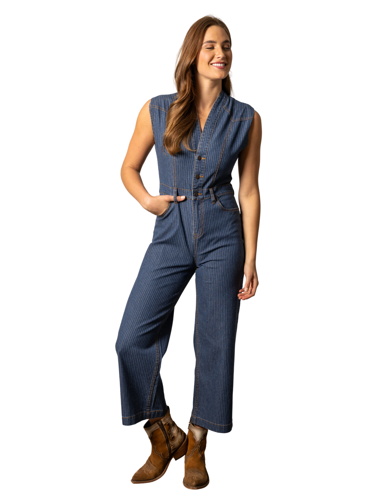 Jumpsuit en jeans Hadley Mini-Stripe - Femme