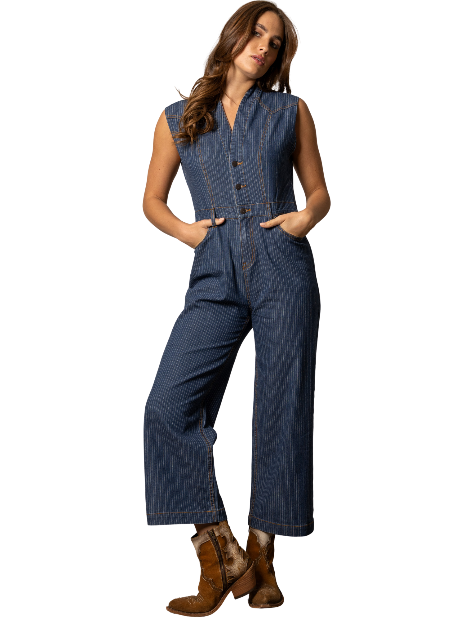 KIMES RANCH Hadley Mini-Stripe Denim Jumpsuit - Women's | La