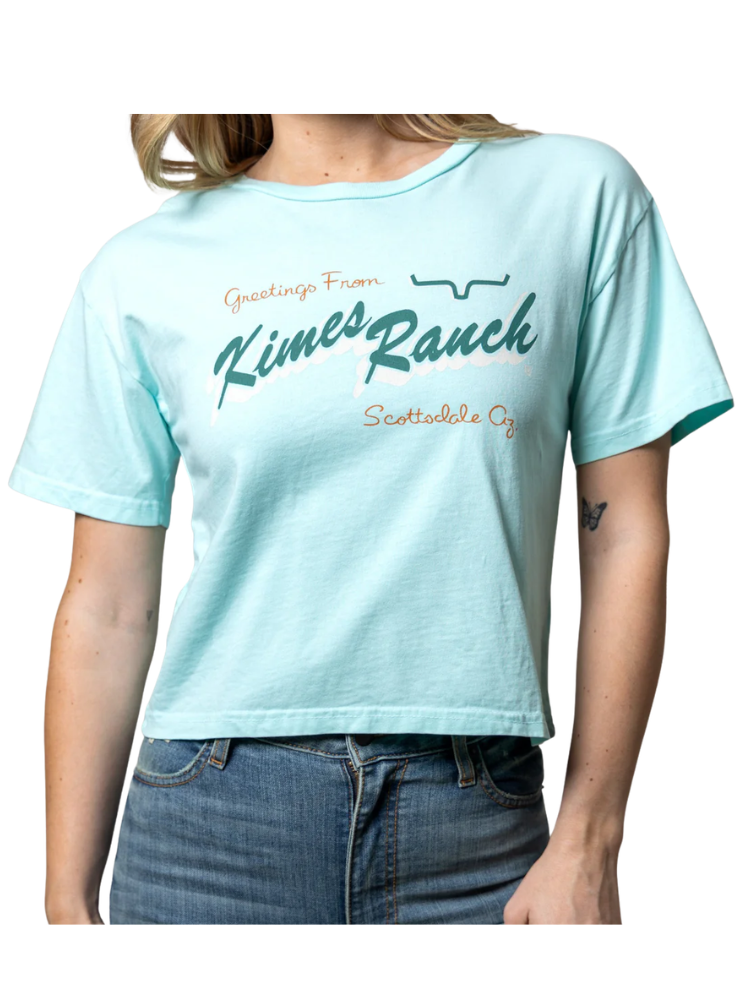 T-Shirt Cropped Lucky B Greetings Mint - Femme